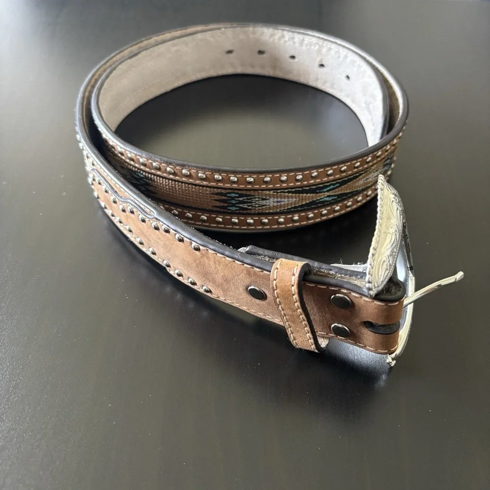Nocona Western‎ Studded Belt Woven Southwest Style Size 40 (46